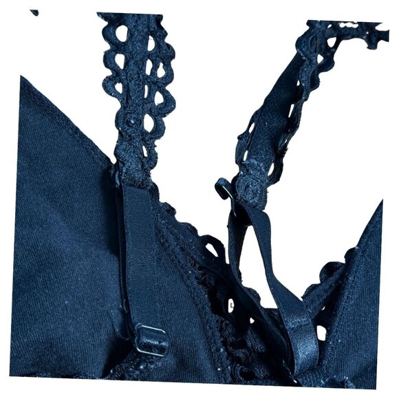 Aerie Black Lace Bralette Size XL Adjustable Straps Minimalist Goth Stretch - Picture 8 of 10